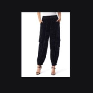 Jessica Simpson crushed velvet cargo pants- black